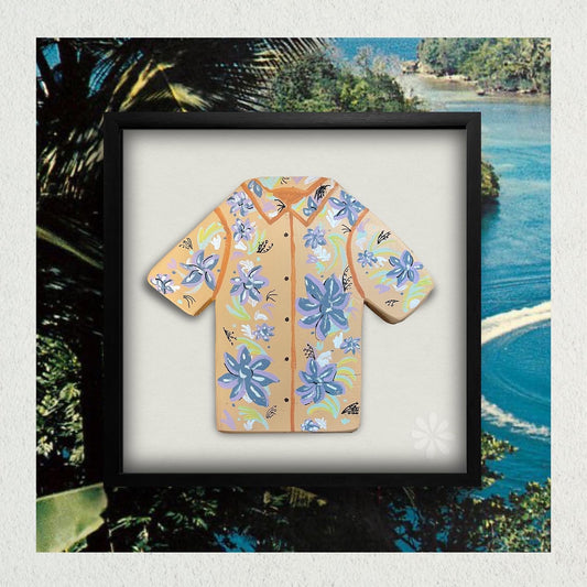 Little, Wooden, Hawaiian Shirts - Sunset - 12x12 Shadow Box